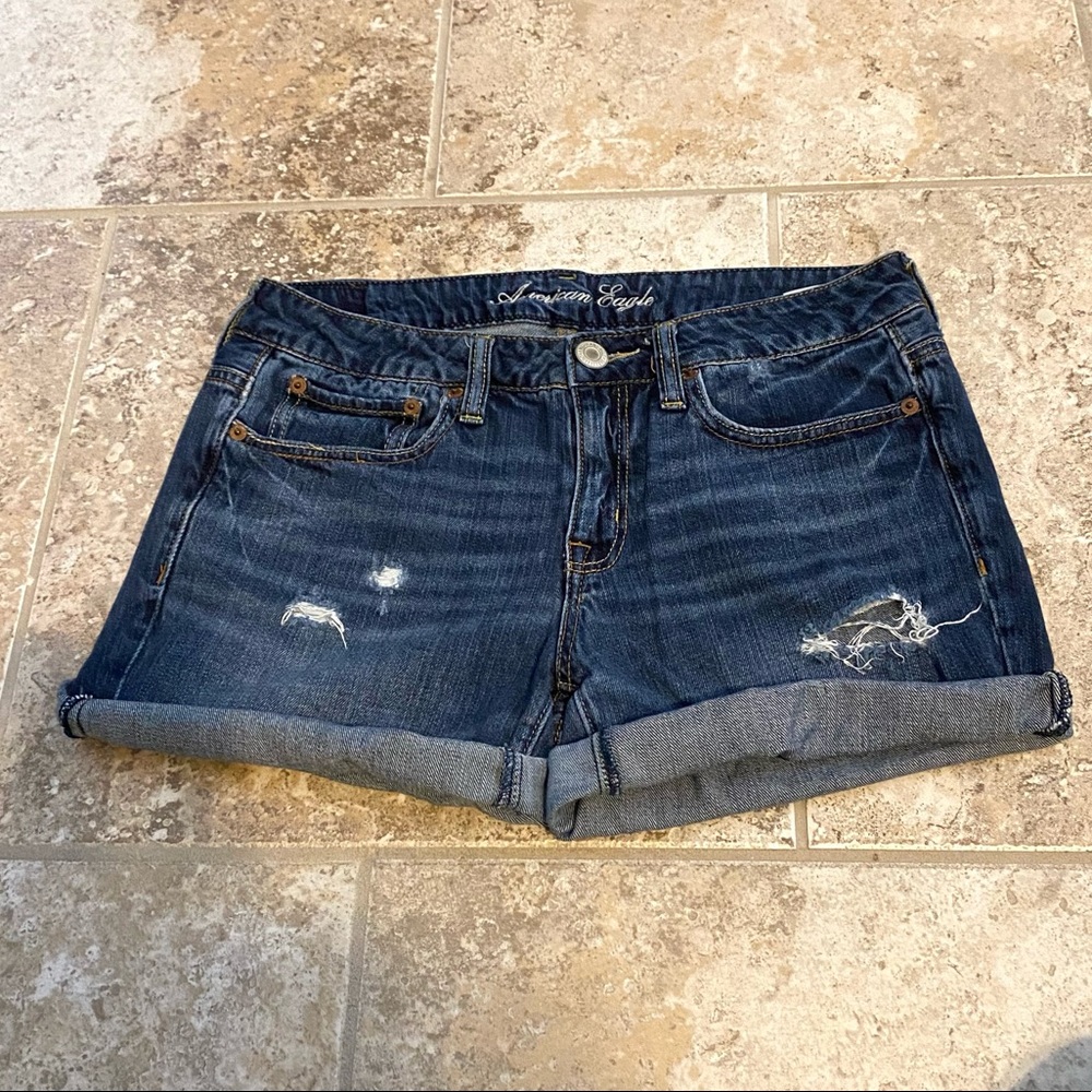 American Eagle Distressed Mid-Rise Denim Jean Shorts 4